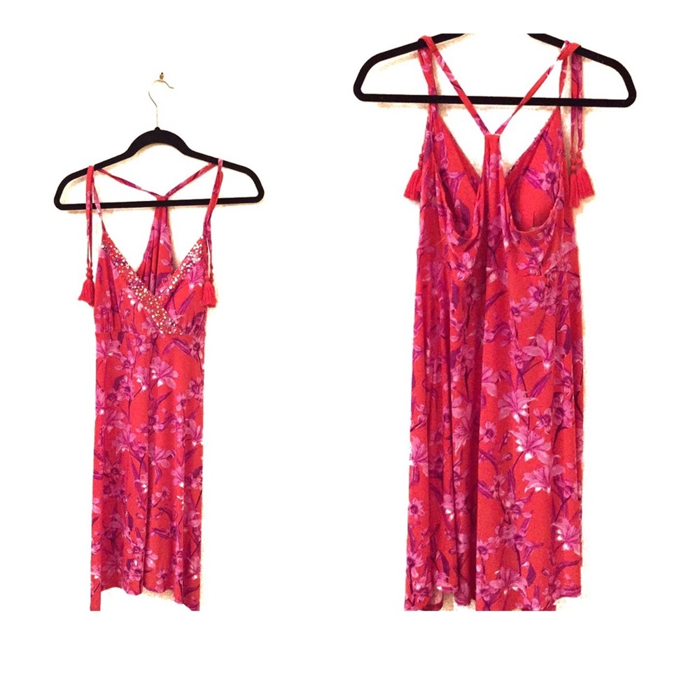 Red Floral Print Dress by INC